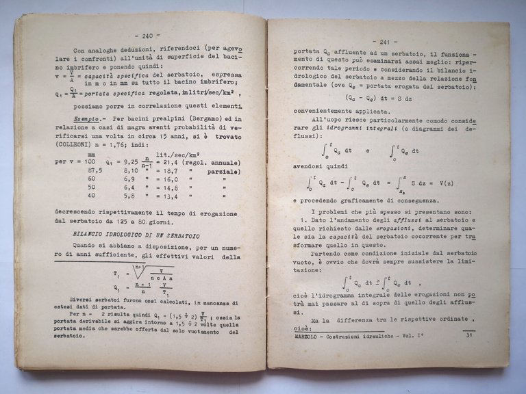 COSTRUZIONI IDRAULICHE volume I e tavole di Francesco Marzolo 1953 …