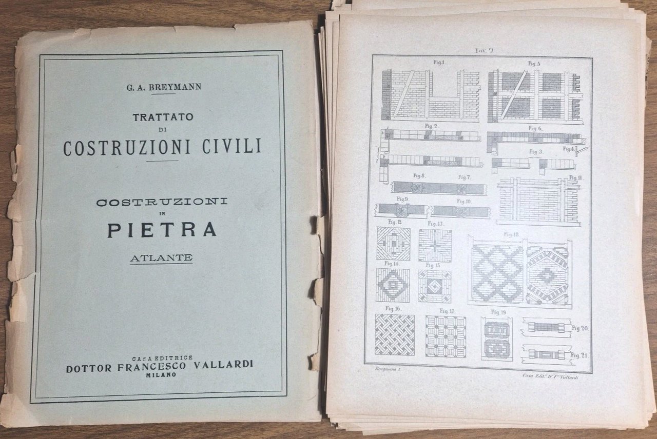 COSTRUZIONI IN PIETRA Atlante di Breymann 1926 Libro TRATTATO COSTRUZIONI …