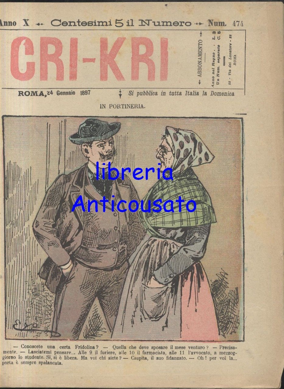 CRI KRI anno XI numero 474 24 gennaio 1897 giornale …