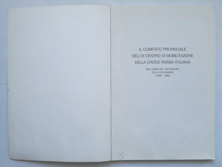 CROCE ROSSA ITALIANA Bari 1965 1989 libro comitato provinciale centenario …