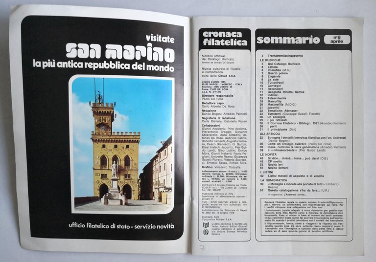 CRONACA FILATELICA aprile NUMERO 8 1977 Cifsud RIVISTA Francobolli Monete
