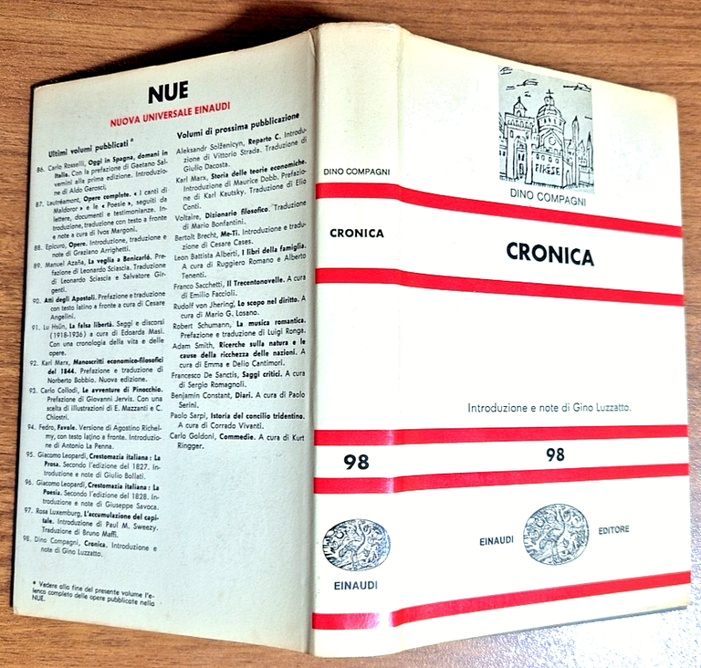 CRONICA di Dino Compagni 1968 Einaudi Libro Introduzione note Gino …