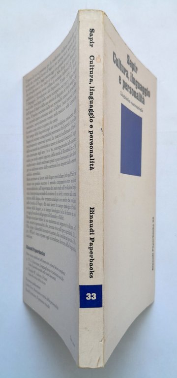 CULTURA LINGUAGGIO E PERSONALITÀ di Edward Sapir 1972 Einaudi Libro …