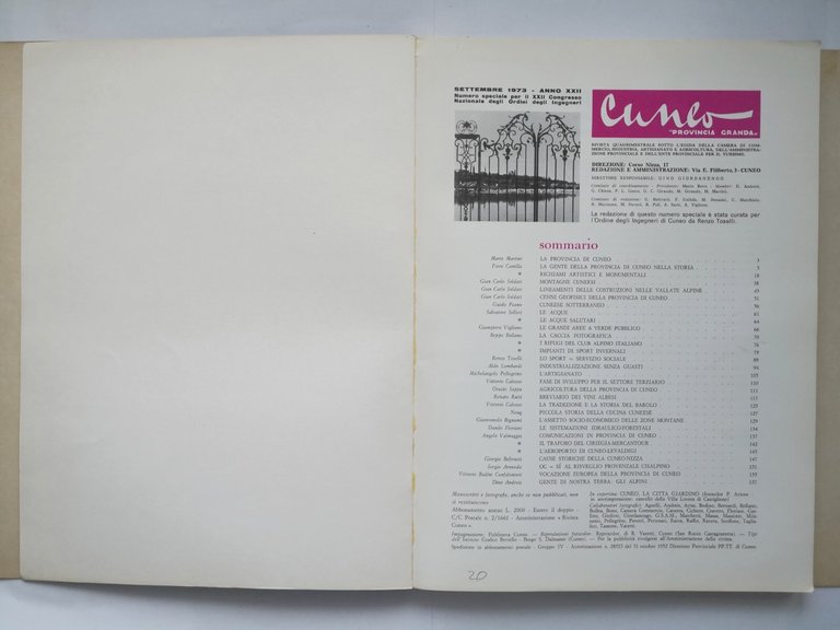 CUNEO PROVINCIA GRANDA rivista Settembre 1973 Ordine Ingegneri numero speciale