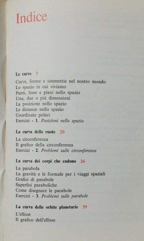 CURVE NELLO SPAZIO di Donovan Johnson 1969 Zanichelli Libro Matematica …