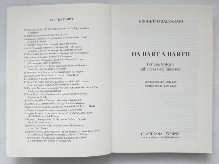 DA BART A BARTH di Brunetto Salvarani 2008 Claudiana teologia …