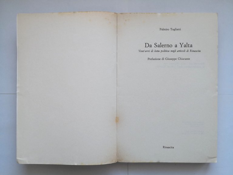 DA SALERNO A YALTA di Palmiro Togliatti 1983 Rinascita libro …