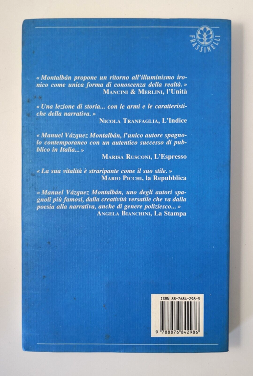 DALLO SPILLO ALL'ELEFANTE di Manuel Montalban 1994 Frassinelli libro racconti