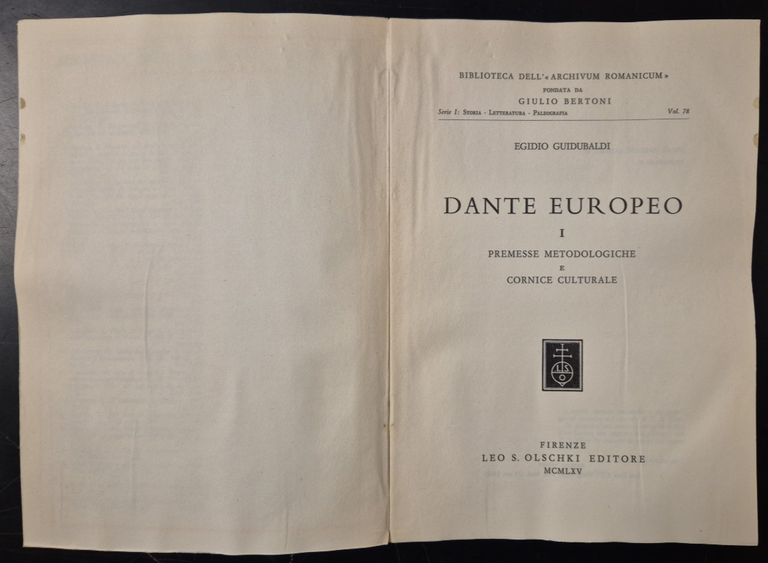 DANTE EUROPEO di Egidio Guidubaldi 3 volumi 1965 Olschki libro …