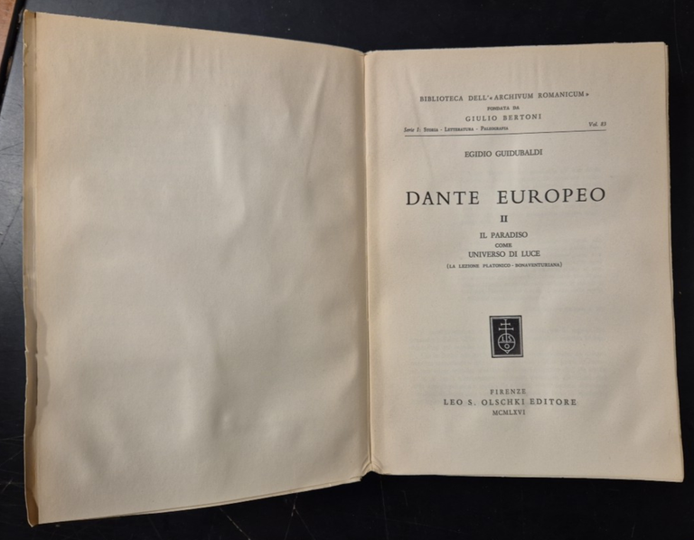 DANTE EUROPEO di Egidio Guidubaldi 3 volumi 1965 Olschki libro …
