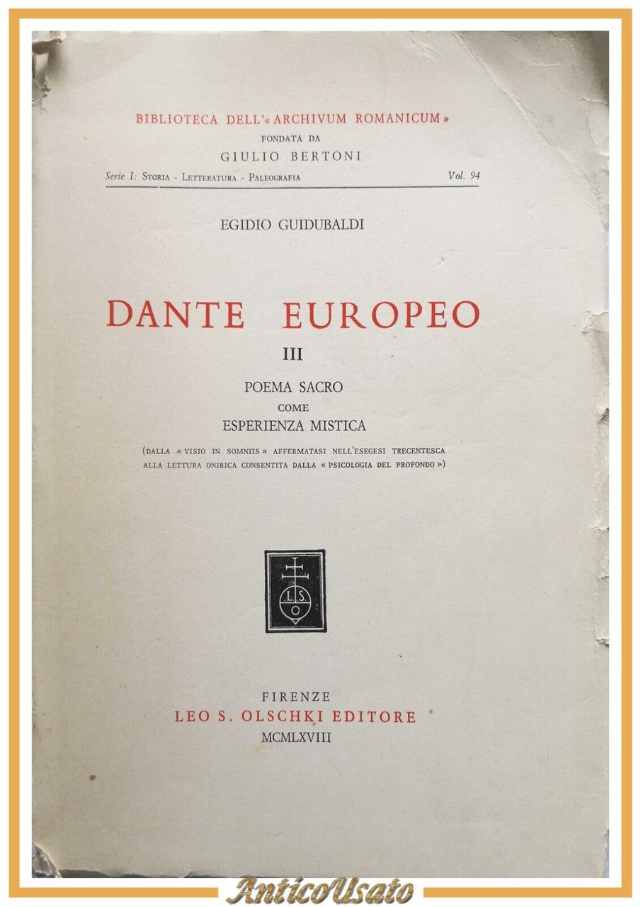 DANTE EUROPEO III poema sacro esperienza di Egidio Guidubaldi 1968 …
