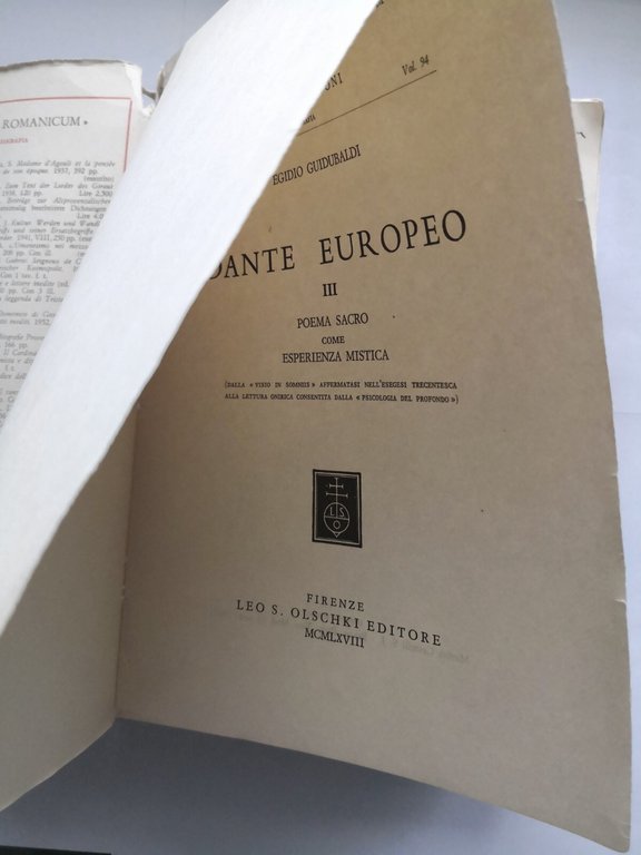 DANTE EUROPEO III poema sacro esperienza di Egidio Guidubaldi 1968 …