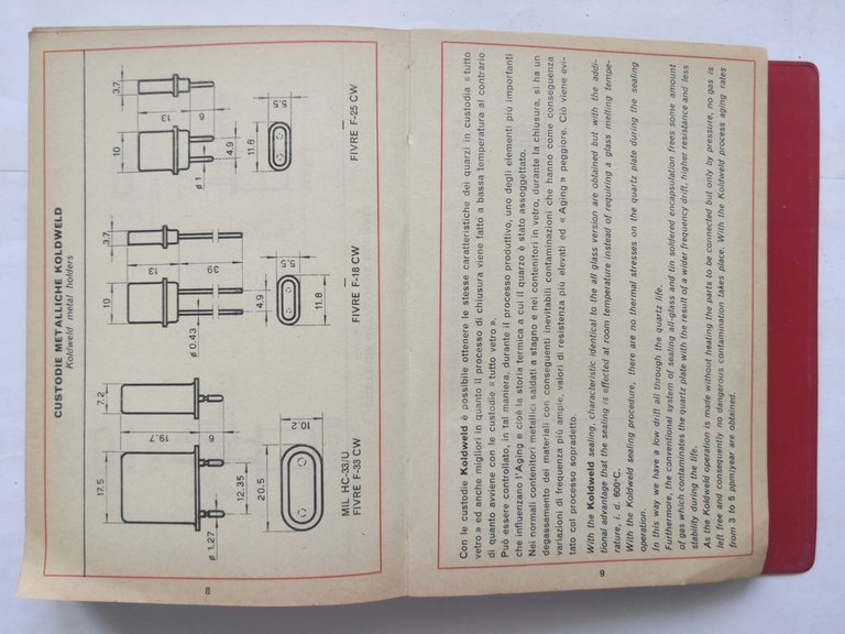 DATI TECNICI catalogo 1968 FIVRE valvole riceventi cinescopi quarzi libro