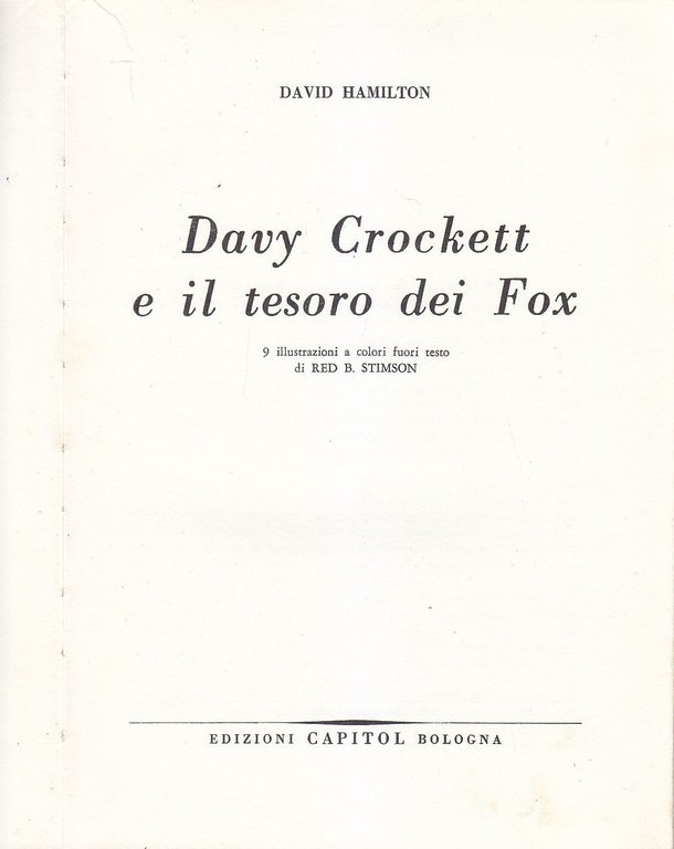 DAVY CROCKETT E IL TESORO DEI FOX di David Hamilton 1966 libro per ragazzi