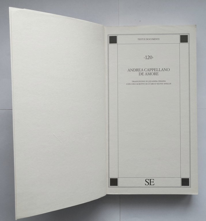 DE AMORE di Andrea Cappellano 2002 SE libro testi e …