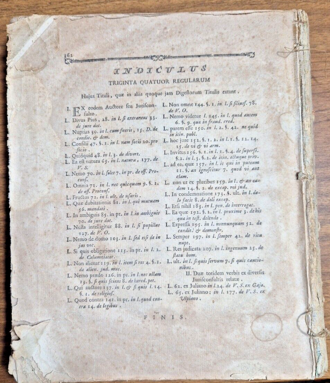 DE DIVERSIS REGULIS JURIS ANTIQUI di Jacobi Gothofredi 1780 Libro …
