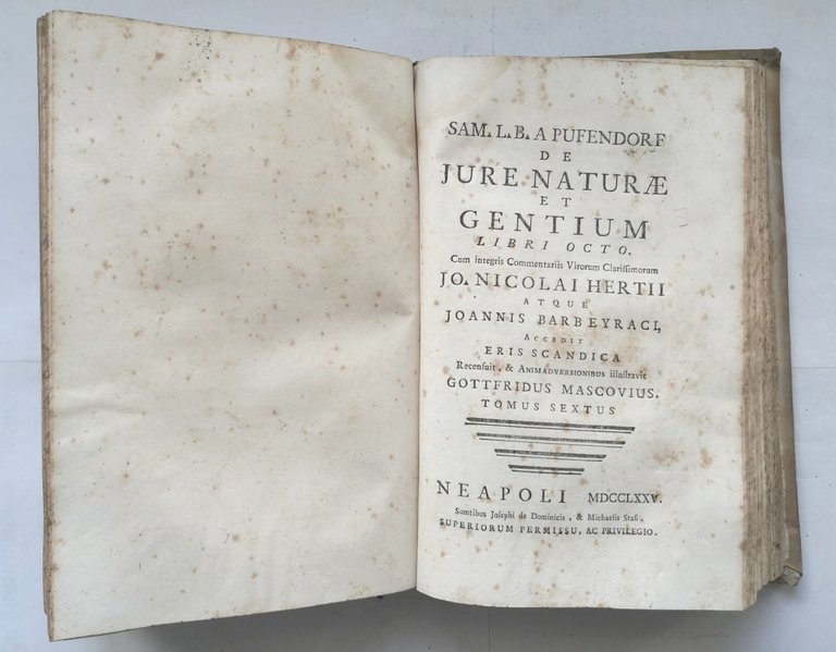 DE JURE NATURAE ED GENTIUM tomo V e VI Pufendorf …
