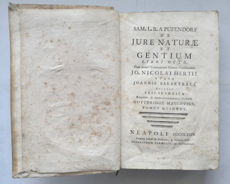 DE JURE NATURAE ED GENTIUM tomo V e VI Pufendorf …