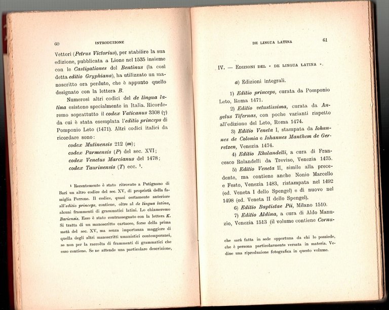 DE LINGUA LATINA LIBRO X di M Terenzio Varrone 1956 …