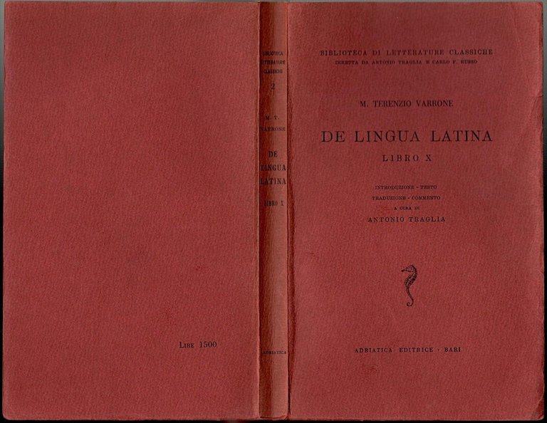 DE LINGUA LATINA LIBRO X di M Terenzio Varrone 1956 …