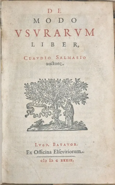 DE MODO USURARUM Liber di Claudio Salmasio 1639 Officina Elsevirorum …