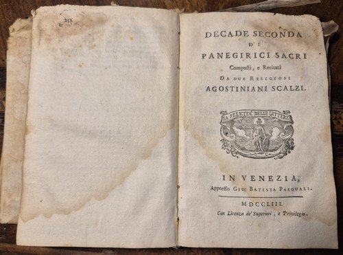DECADE DI PANEGIRICI SACRI composti recitati da 2 agostiniani scalzi …