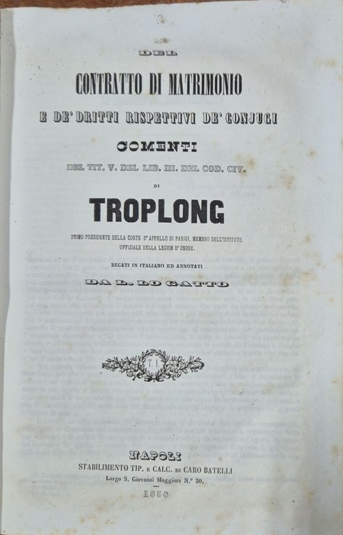 DEL CONTRATTO DI MATRIMONIO E DIRITTI RISPETTIVI DE CONIUGI Troplong … | Immagine Gallery 4