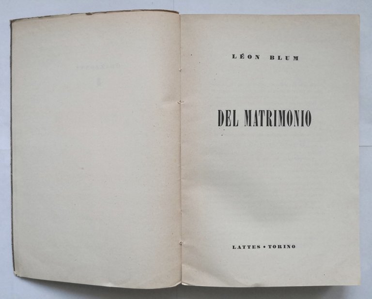 DEL MATRIMONIO di Leon Blum 1947 Lattes