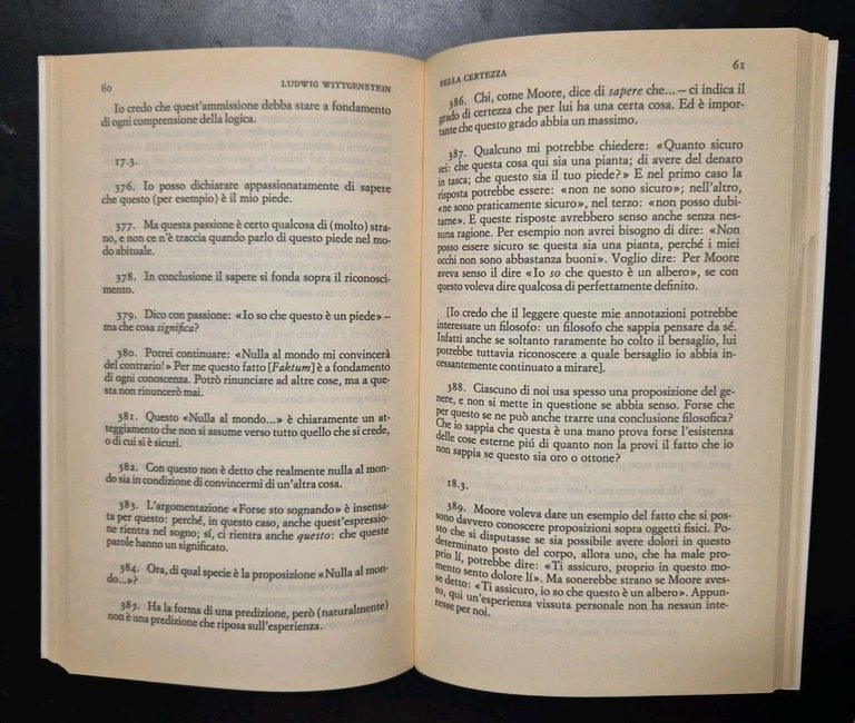 DELLA CERTEZZA di Wittgenstein L’analisi Filosofica Del Senso Comune 1978 …
