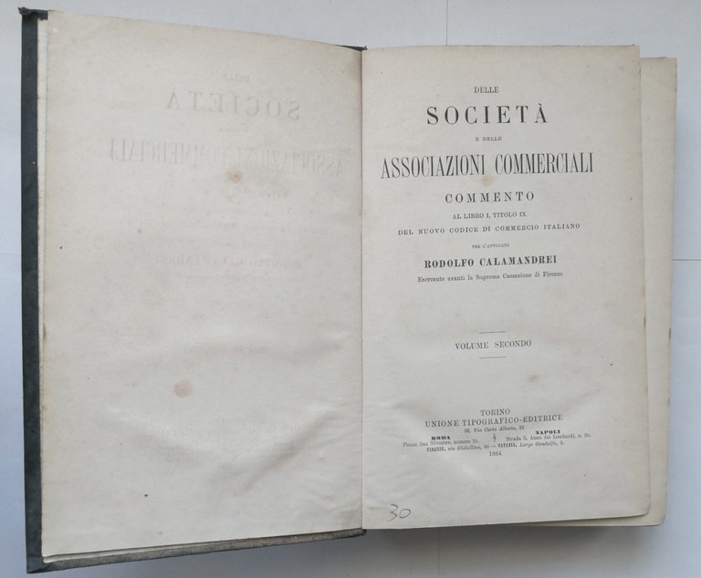 DELLE SOCIETÀ E ASSOCIAZIONI COMMERCIALI di R Calamandrei volume 2 …
