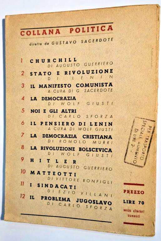 DEMOCRAZIA CRISTIANA Di Romolo Murri 1944 Cosmopolita collana politica libro | Immagine Gallery 2
