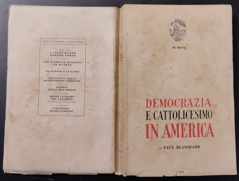 DEMOCRAZIA E CATTOLICESIMO IN AMERICA di Paul Blanshard 1953 De …