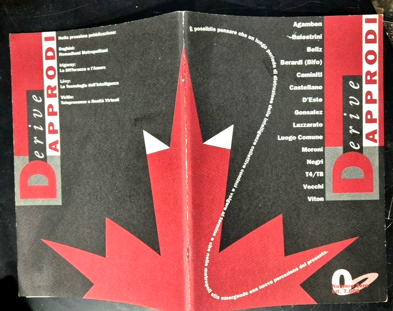 DERIVE APPRODI numero ZERO Luglio 1992 Rivista Negri Berardi Bifo …