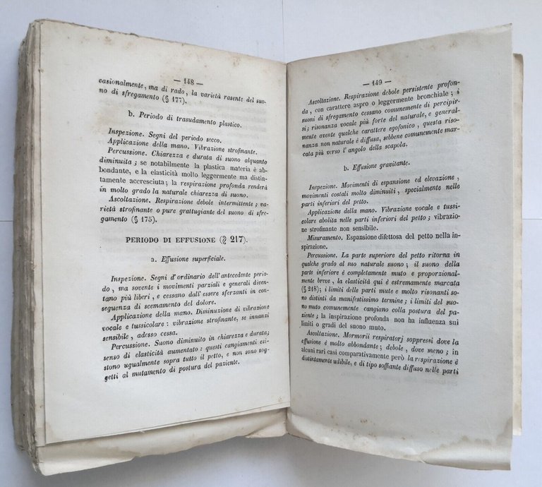 DIAGNOSTICA FISICA DELLA MALATTIE DEGLI ORGANI RESPIRAZIONE 1850 di Walshe …