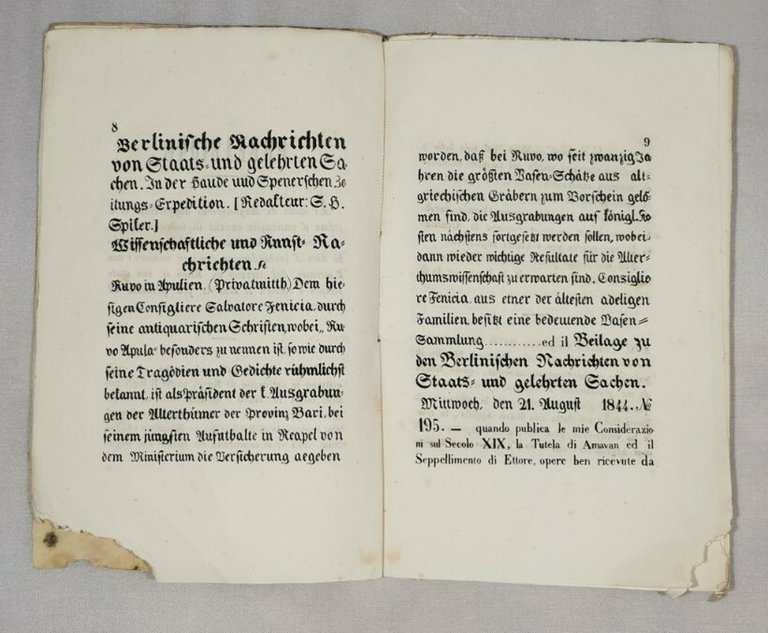 DIANA LA GATTA memoria archeologica del presidente Fenicia 1844 Ruvo …