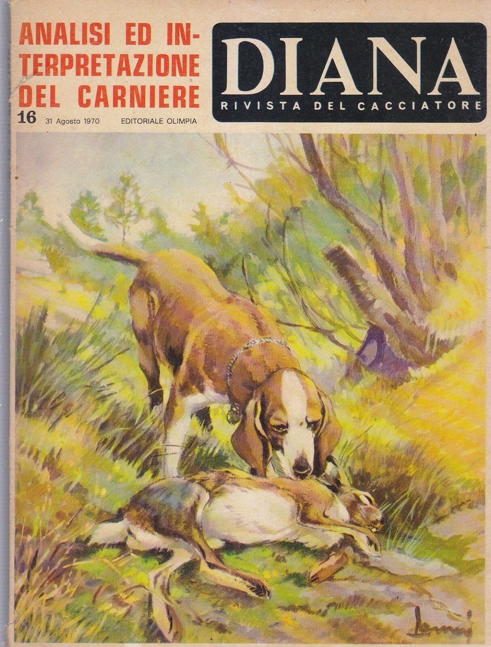 DIANA rivista del cacciatore 31 agosto 1970 Editoriale Olimpia carniere …