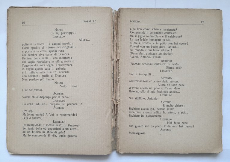 DIANORA poema drammatico in tre atti di Biagio Rossello 1933 …
