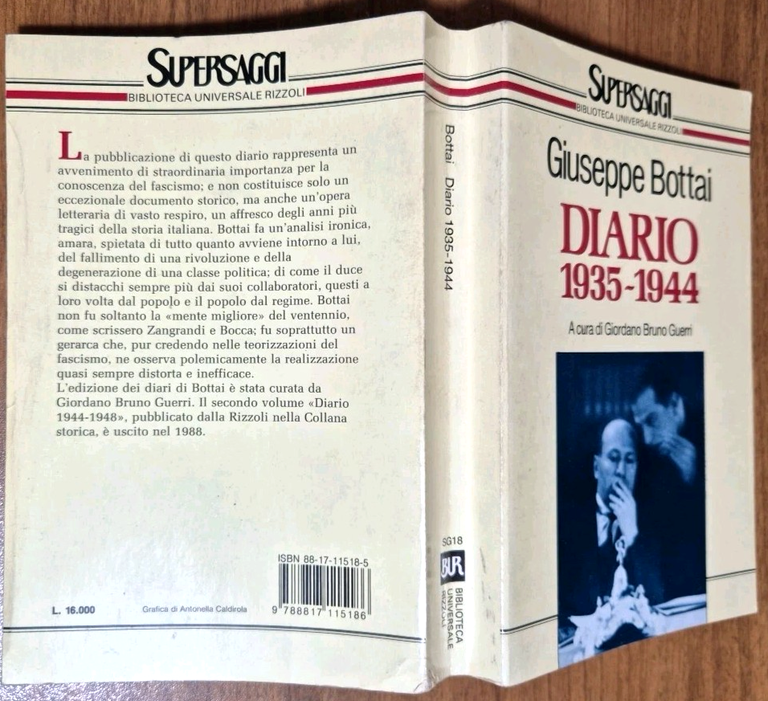 DIARIO 1935 1944 di Giuseppe Bottai 1989 BUR Rizzoli Libro …