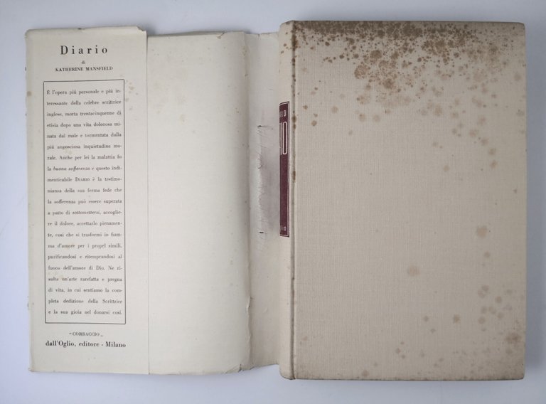 DIARIO di Katherine Mansfield 1949 Dall'Oglio Libro biografia malattia