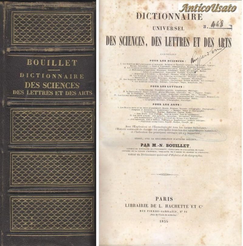 DICTIONNAIRE UNIVERSEL DES SCIENCES LETTRES ET ARTS Bouillet 1854 libro …