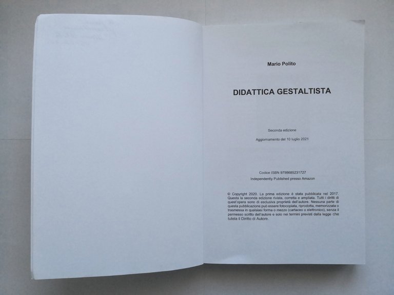 DIDATTICA GESTALTISTA di Mario Polito 2021 Amazon Libro dedica autografa