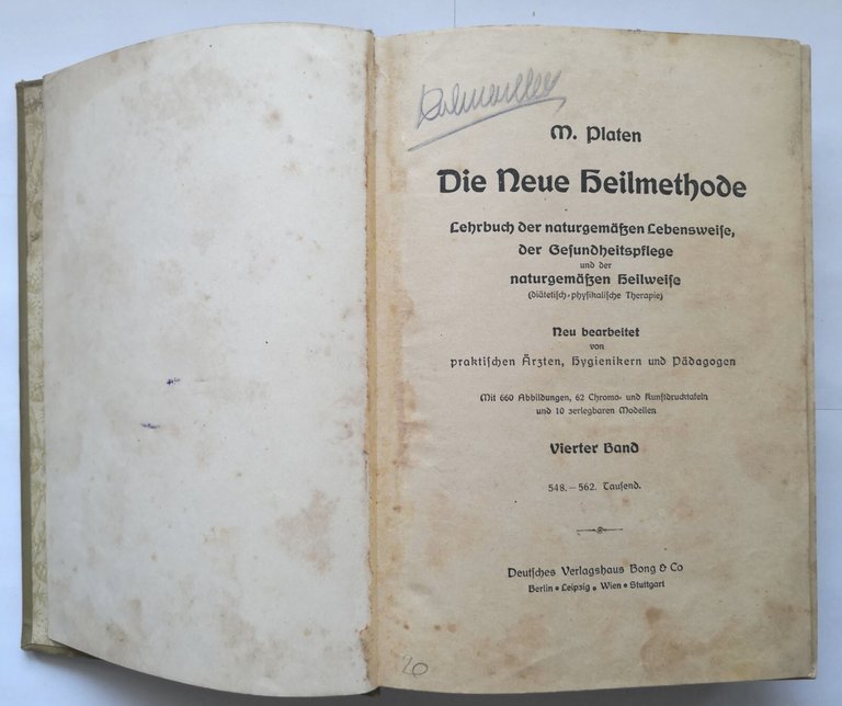 DIE NEUE HEILMETHODE di Platen volume IV 1907 Casa Editrice …