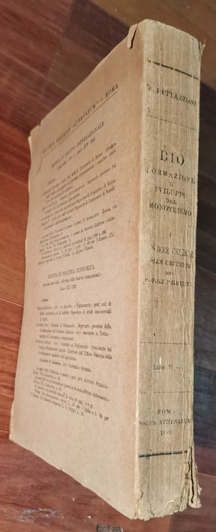 DIO formazione sviluppo del monoteismo volume I di Pettazzoni 1922 …