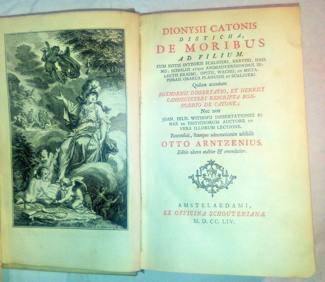 DIONYSII CATONIS DISTICHA DE MORIBUS AD FILIUM 1754 officina Schouteniana …