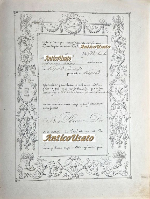 DIPLOMA DI LAUREA IN MEDICINA Antico Regno due Sicilie 1853 … | Immagine Gallery 3