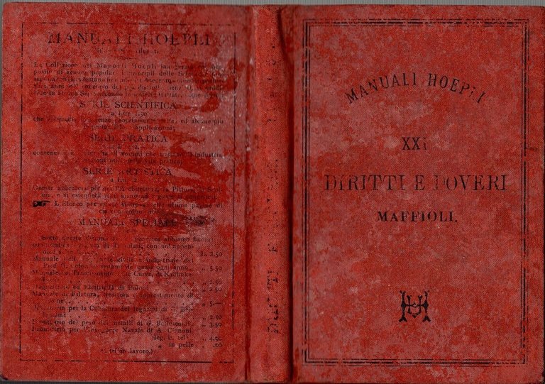 DIRITTI E DOVERI DEL CITTADINO di Dalmazio Maffioli 1888 Hoepli …