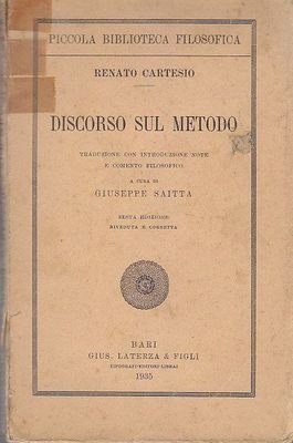 DISCORSO SUL METODO di Renato Cartesio 1935 Laterza libro biblioteca filosofica 