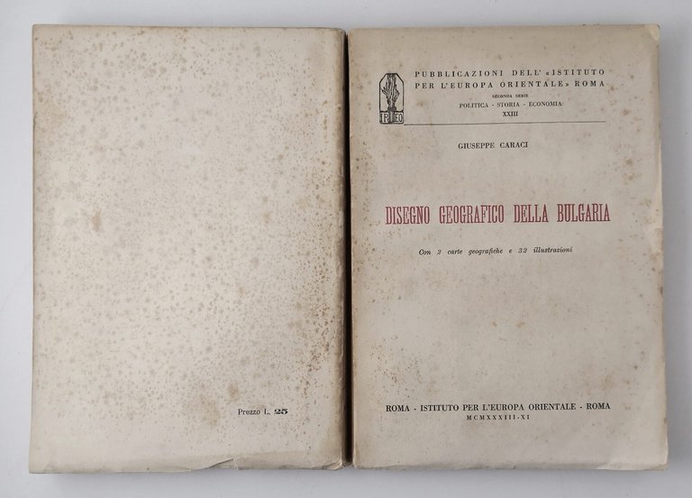 DISEGNO GEOGRAFICO DELLA BULGARIA di Giuseppe Caraci 1933 IPEO Libro …