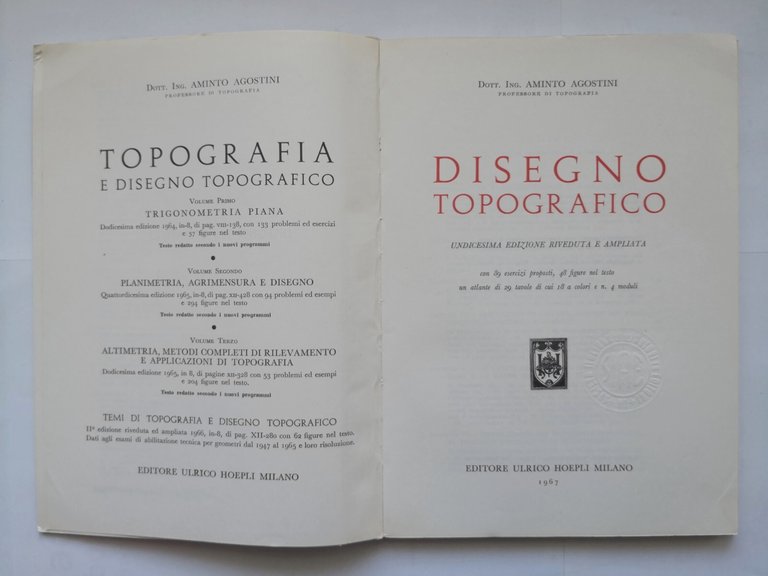 DISEGNO TOPOGRAFICO di Aminto Agostini 1967 Hoepli libro manuale con …