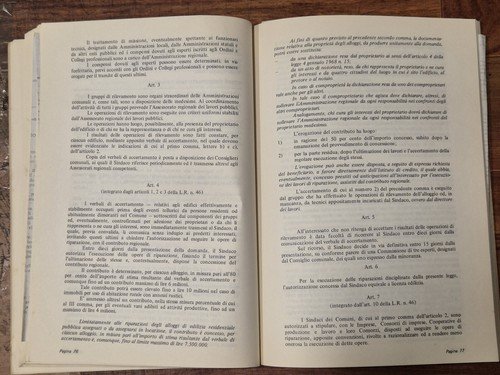 Disposizioni Primo Intervento Ricostruzione Friuli Sisma 1976 Terremoto Libro su